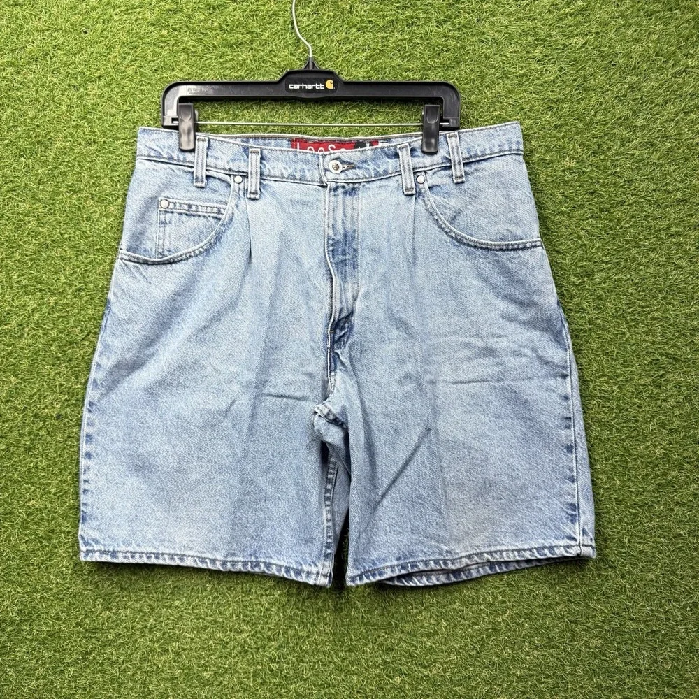 Vintage Levis Silver Tab Shirts Mens 36 Jorts Jean Loose Baggy Denim Light Wash